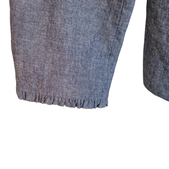 J.Crew Regent Blazer Size 14 Blue 100% Cotton Ruffle Trim Structured Jacket - Picture 6 of 13